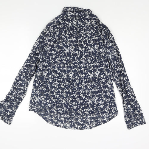 Daniel Hechter Womens Blue Geometric Cotton Basic Button-Up Size 12 Collared
