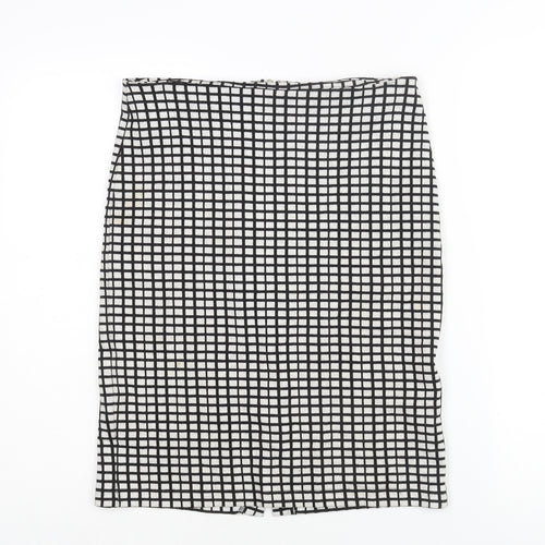 Soaked Womens Black Check Cotton Straight & Pencil Skirt Size S Zip