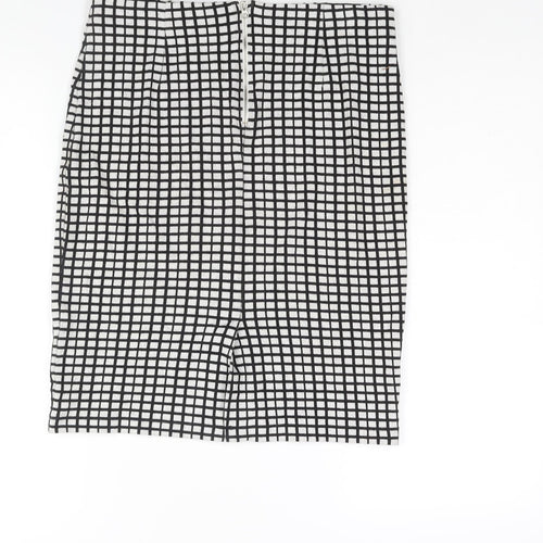 Soaked Womens Black Check Cotton Straight & Pencil Skirt Size S Zip