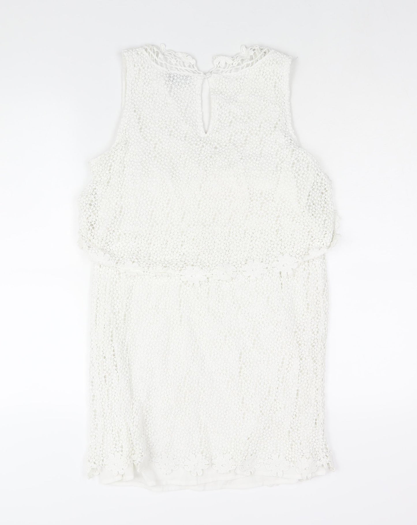 Topshop Womens White Polyester Shift Size 12 V-Neck Button