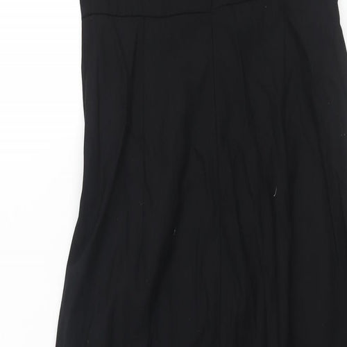Zara Womens Black Polyester Slip Dress Size XS Square Neck Zip - Front Slit