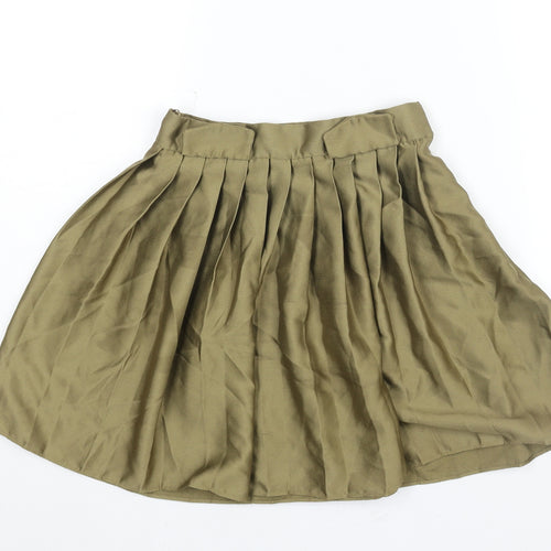 River Island Womens Green Polyester Pleated Skirt Size 6 Zip - Pocket Detail