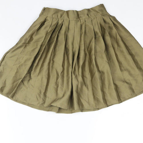 River Island Womens Green Polyester Pleated Skirt Size 6 Zip - Pocket Detail