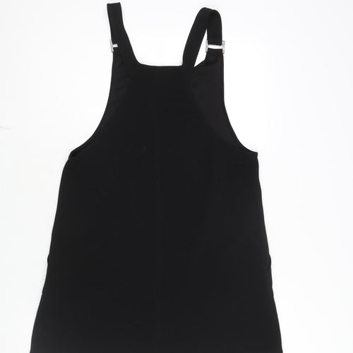 New Look Womens Black Polyester Pinafore/Dungaree Dress Size 12 Square Neck Pullover