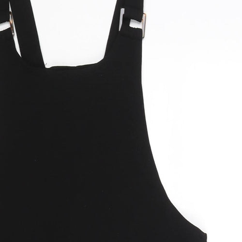 New Look Womens Black Polyester Pinafore/Dungaree Dress Size 12 Square Neck Pullover