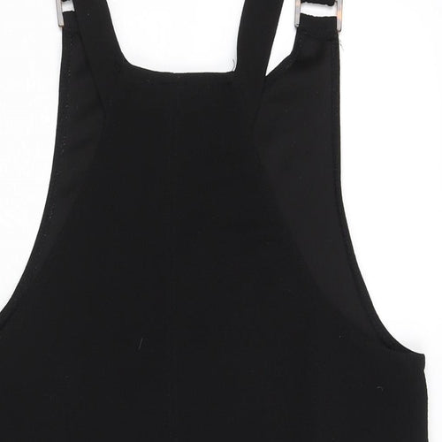 New Look Womens Black Polyester Pinafore/Dungaree Dress Size 12 Square Neck Pullover