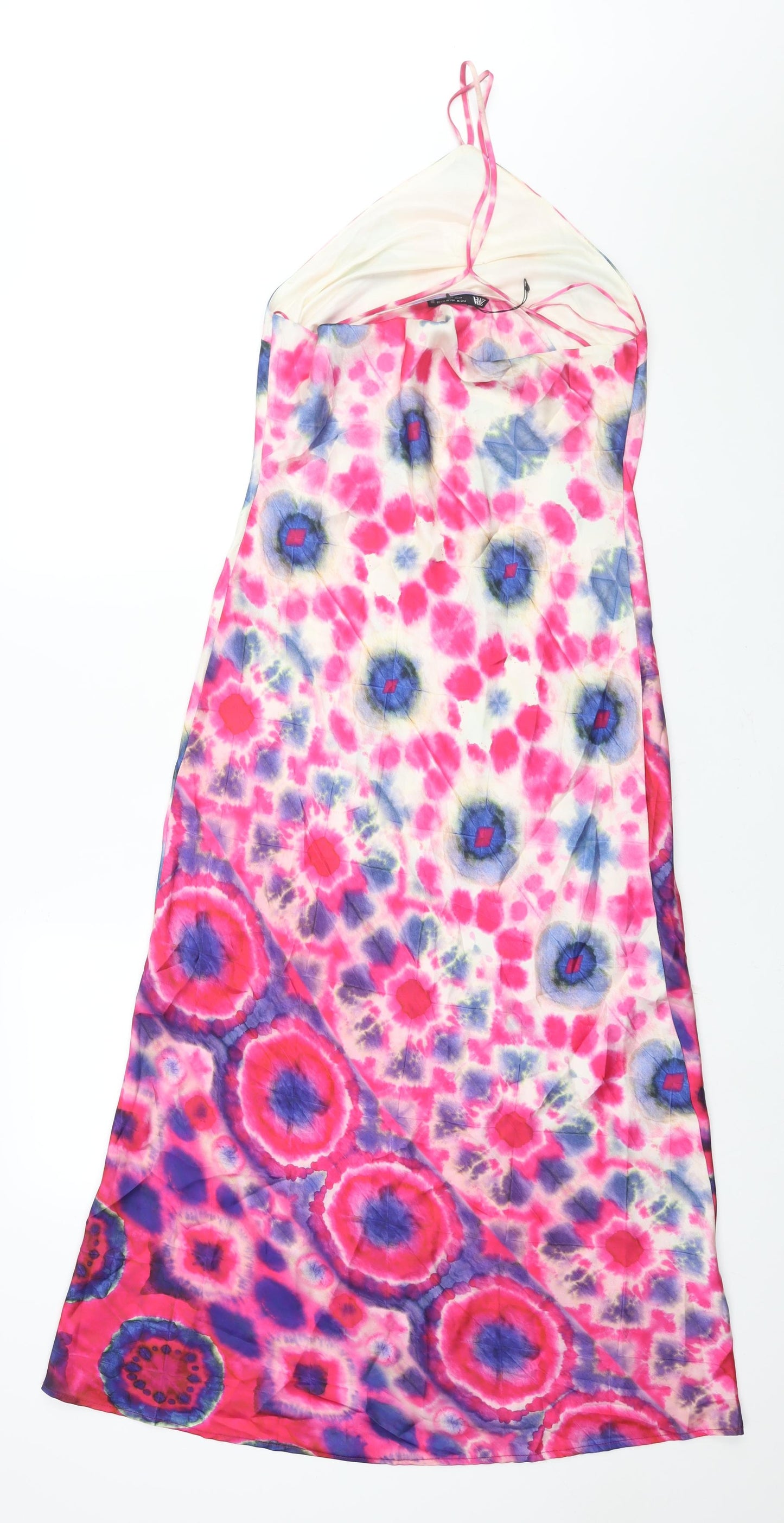 Zara Womens Multicoloured Geometric Polyester Maxi Size M Halter Pullover