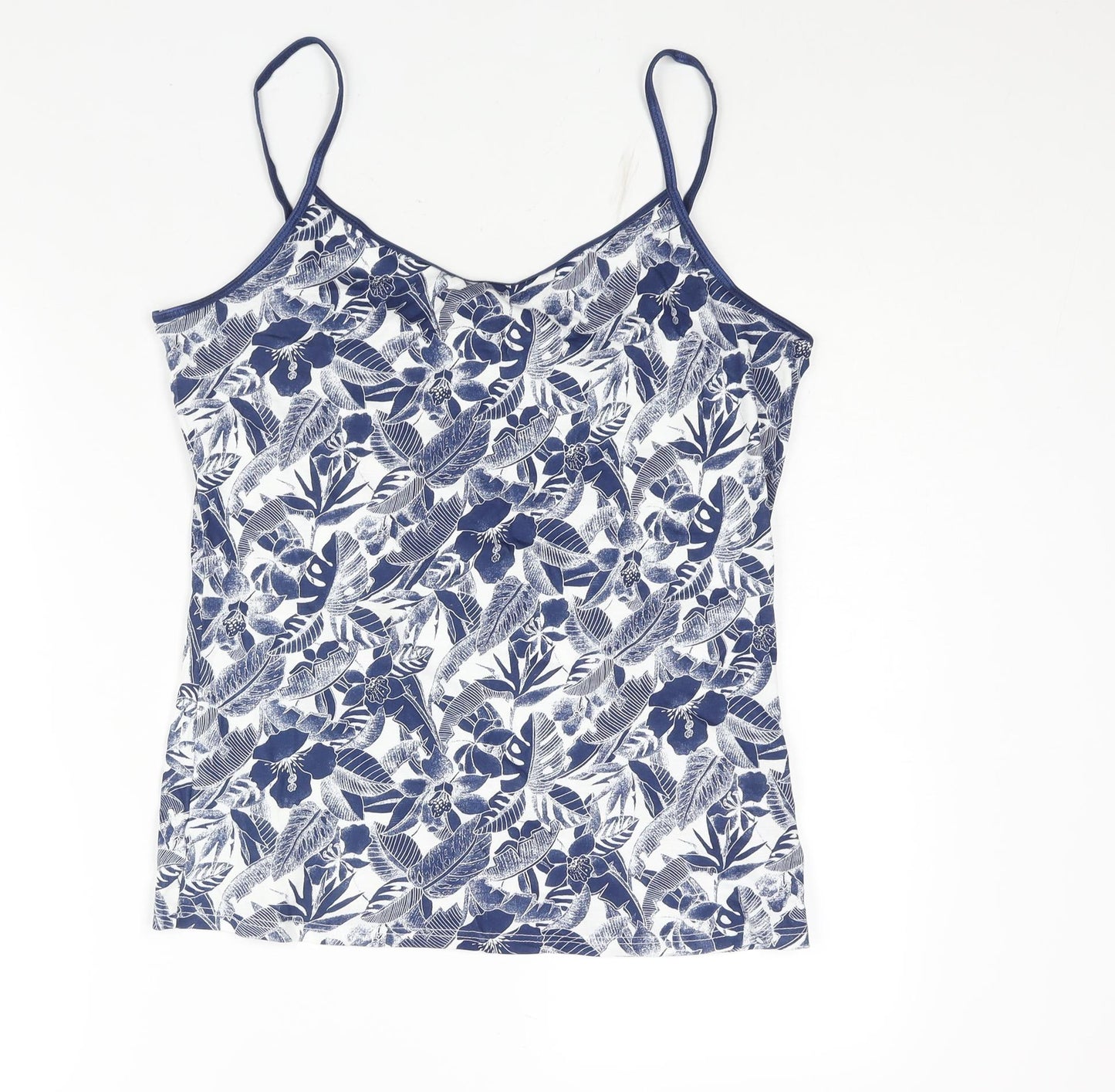 Dorothy Perkins Womens Blue Floral Cotton Basic Tank Size 18 Scoop Neck
