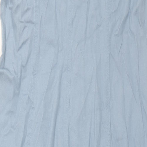 Viyella Womens Blue Cotton Shirt Dress Size 8 Collared Button