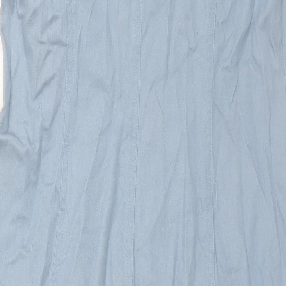 Viyella Womens Blue Cotton Shirt Dress Size 8 Collared Button