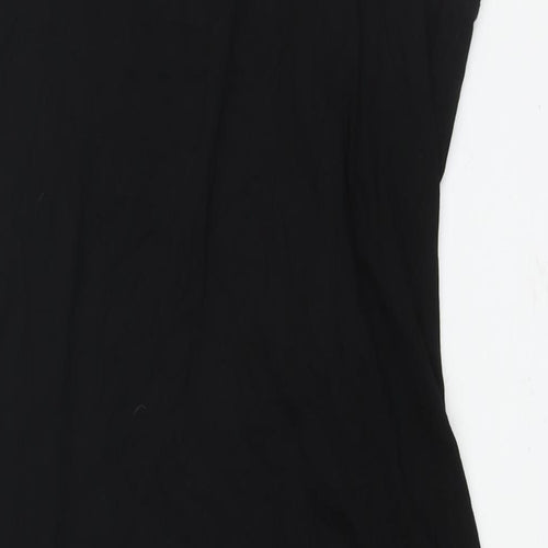 Phillip Plein Womens Black Viscose Tunic Blouse Size 2XL V-Neck - Asymmetric Hem Rhinestone Logo Detail