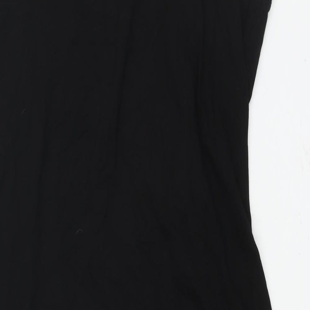Phillip Plein Womens Black Viscose Tunic Blouse Size 2XL V-Neck - Asymmetric Hem Rhinestone Logo Detail