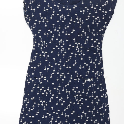 Weird Fish Womens Blue Geometric Cotton Shift Size 10 Round Neck Button