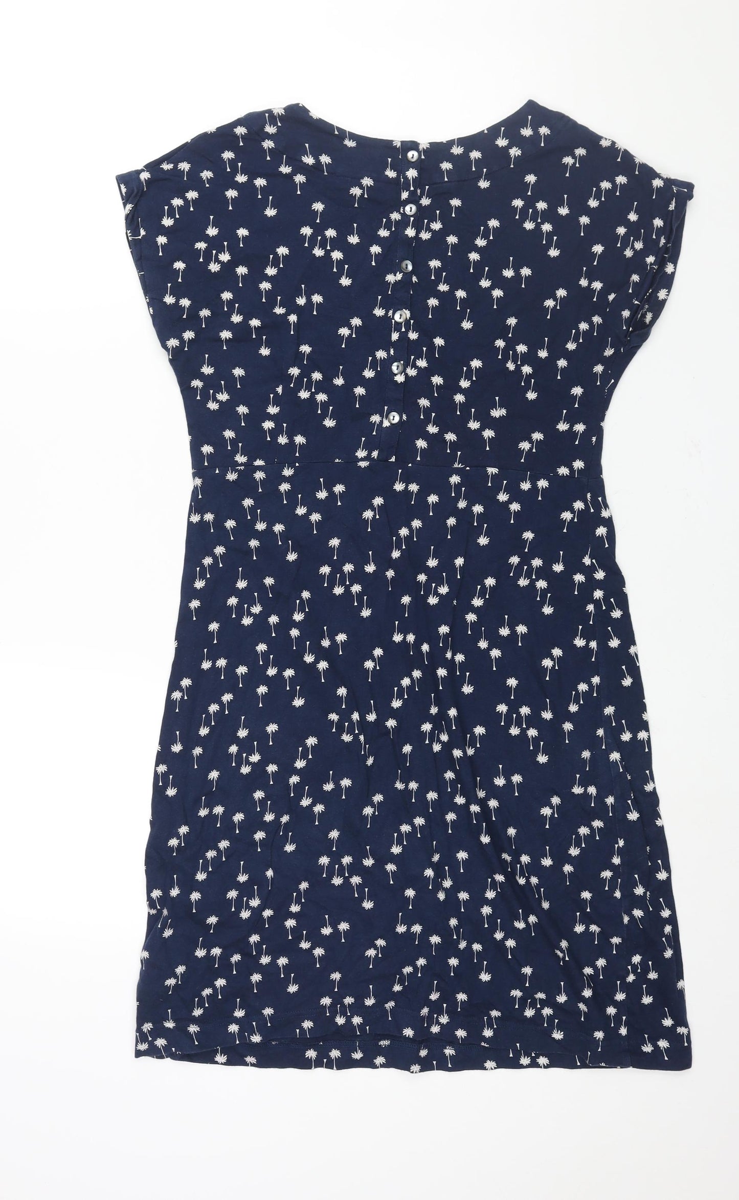 Weird Fish Womens Blue Geometric Cotton Shift Size 10 Round Neck Button