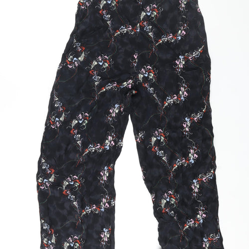 New Look Womens Black Geometric Viscose Trousers Size 14 L24 in Regular Zip