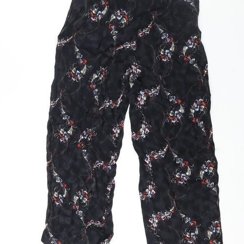 New Look Womens Black Geometric Viscose Trousers Size 14 L24 in Regular Zip