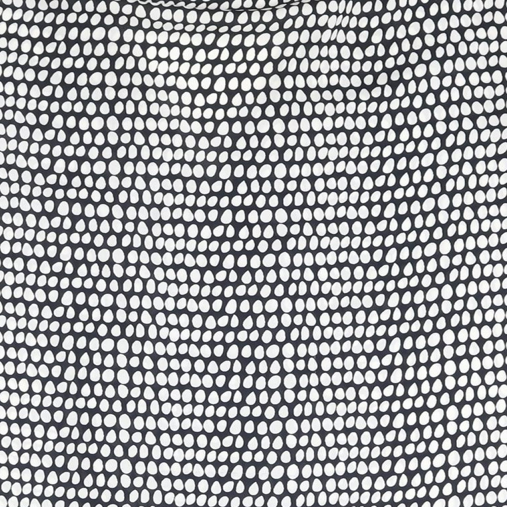 DKNY Womens Black Geometric Polyester Basic Blouse Size L V-Neck