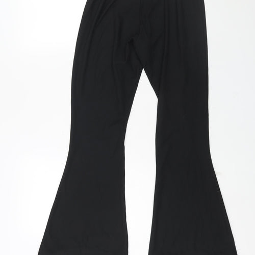 Boohoo Womens Black Polyester Trousers Size 14 L31 in Regular