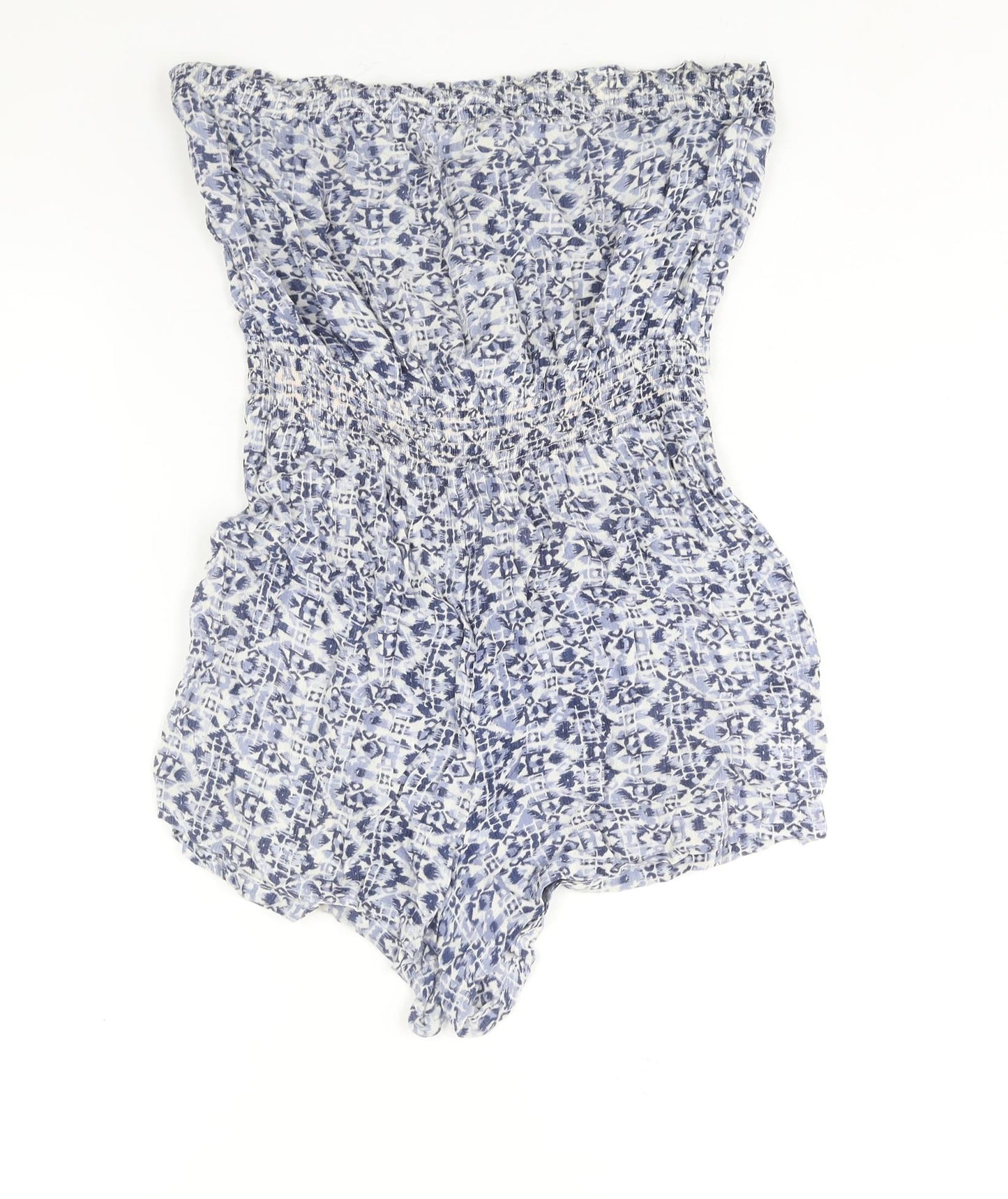 New Look Womens Blue Geometric Viscose Playsuit One-Piece Size 10 Pullover