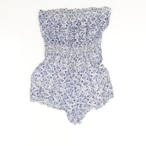 New Look Womens Blue Geometric Viscose Playsuit One-Piece Size 10 Pullover