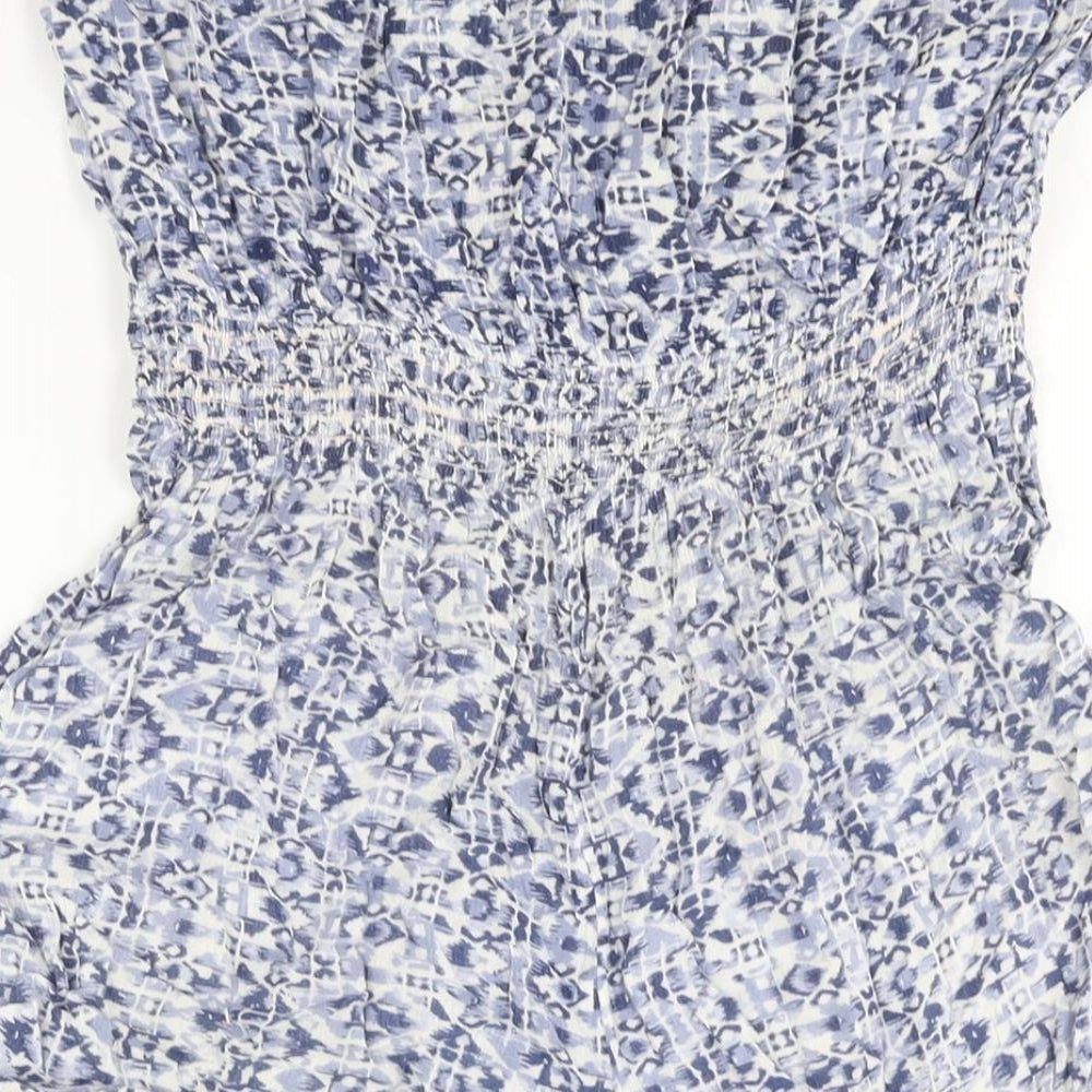 New Look Womens Blue Geometric Viscose Playsuit One-Piece Size 10 Pullover