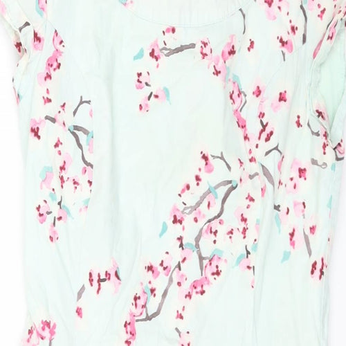 Joules Womens Blue Floral Cotton Shift Size 8 Round Neck Zip