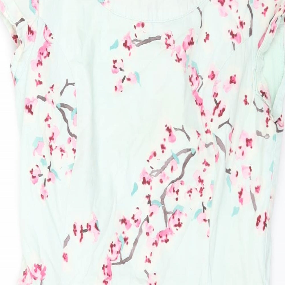 Joules Womens Blue Floral Cotton Shift Size 8 Round Neck Zip