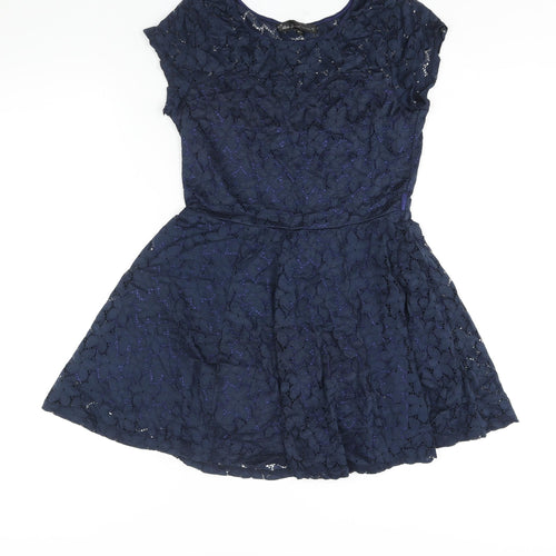Mela Loves London Womens Blue Polyester Fit & Flare Size 10 Round Neck Pullover