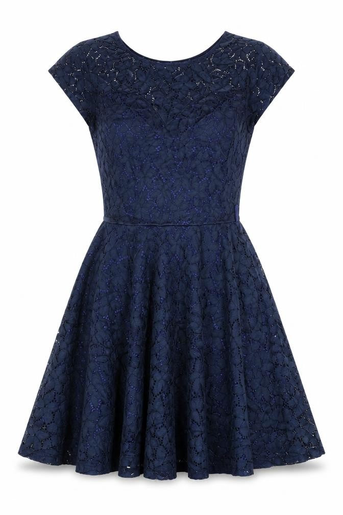 Mela Loves London Womens Blue Polyester Fit & Flare Size 10 Round Neck Pullover