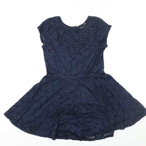 Mela Loves London Womens Blue Polyester Fit & Flare Size 10 Round Neck Pullover