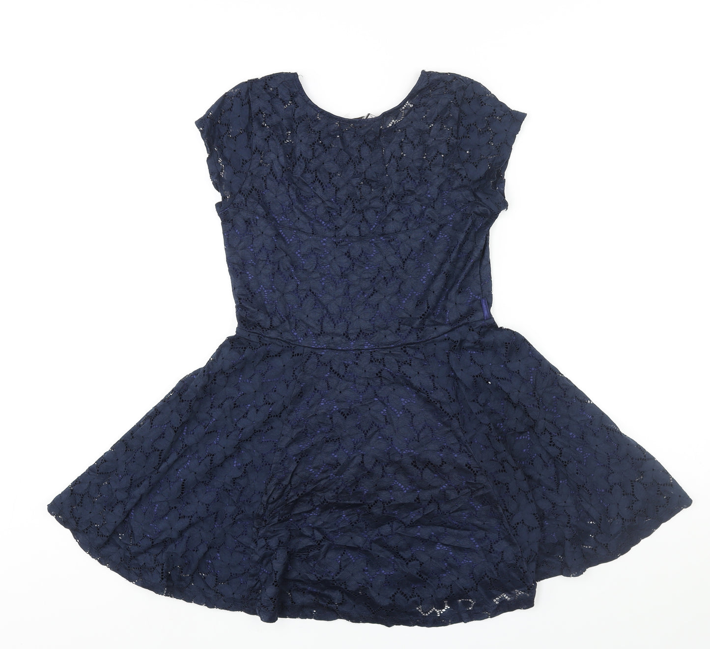 Mela Loves London Womens Blue Polyester Fit & Flare Size 10 Round Neck Pullover