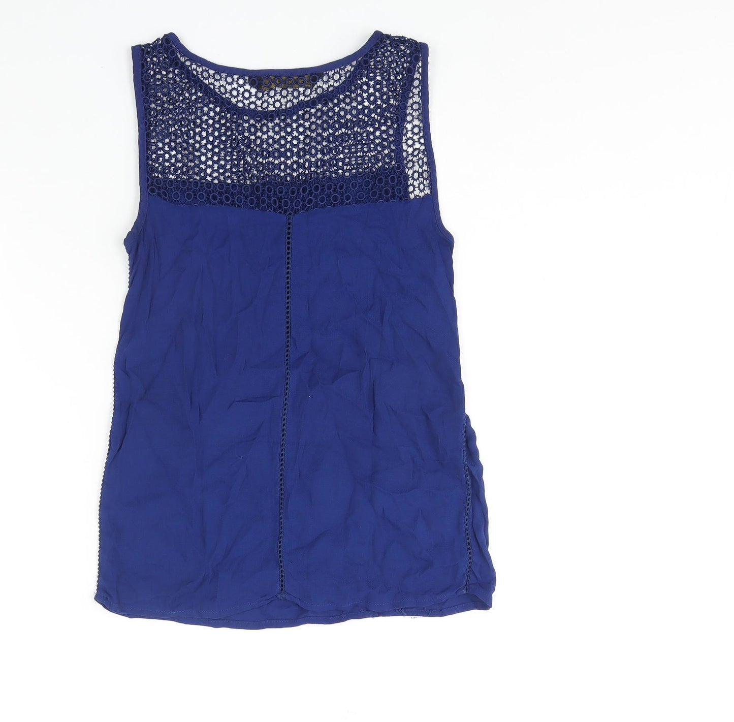 Zara Womens Blue Polyester Camisole Blouse Size XS Round Neck - Lace Detail