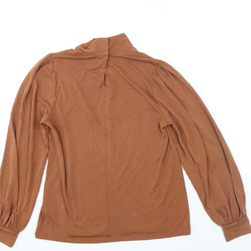 Marks and Spencer Womens Brown Modal Basic Blouse Size 10 Mock Neck