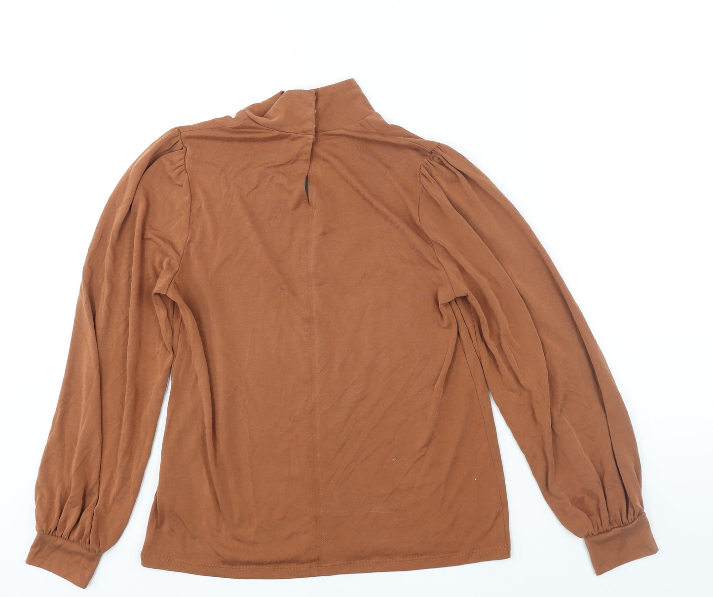 Marks and Spencer Womens Brown Modal Basic Blouse Size 10 Mock Neck