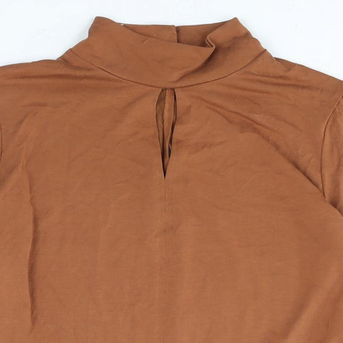 Marks and Spencer Womens Brown Modal Basic Blouse Size 10 Mock Neck