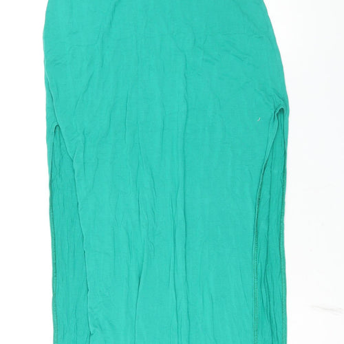 PRETTYLITTLETHING Womens Green Viscose Maxi Size 14 Halter Tie - Backless