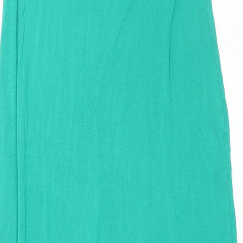 PRETTYLITTLETHING Womens Green Viscose Maxi Size 14 Halter Tie - Backless