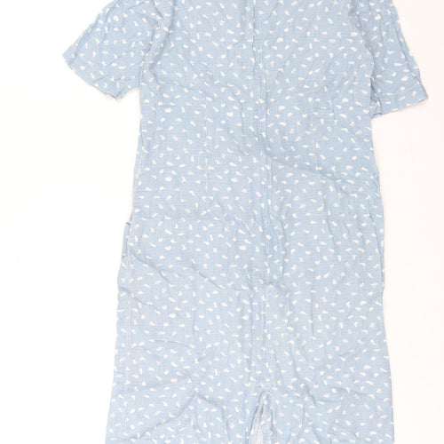 Pomodoro Womens Blue Geometric Cotton Shift Size 10 Round Neck Zip