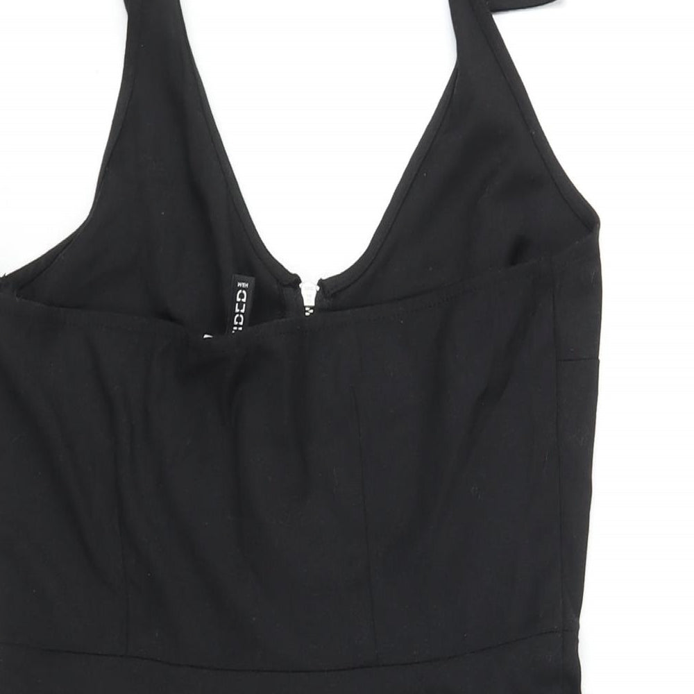 Divided by H&M Womens Black Polyester Shift Size 12 Halter Zip - Pleated