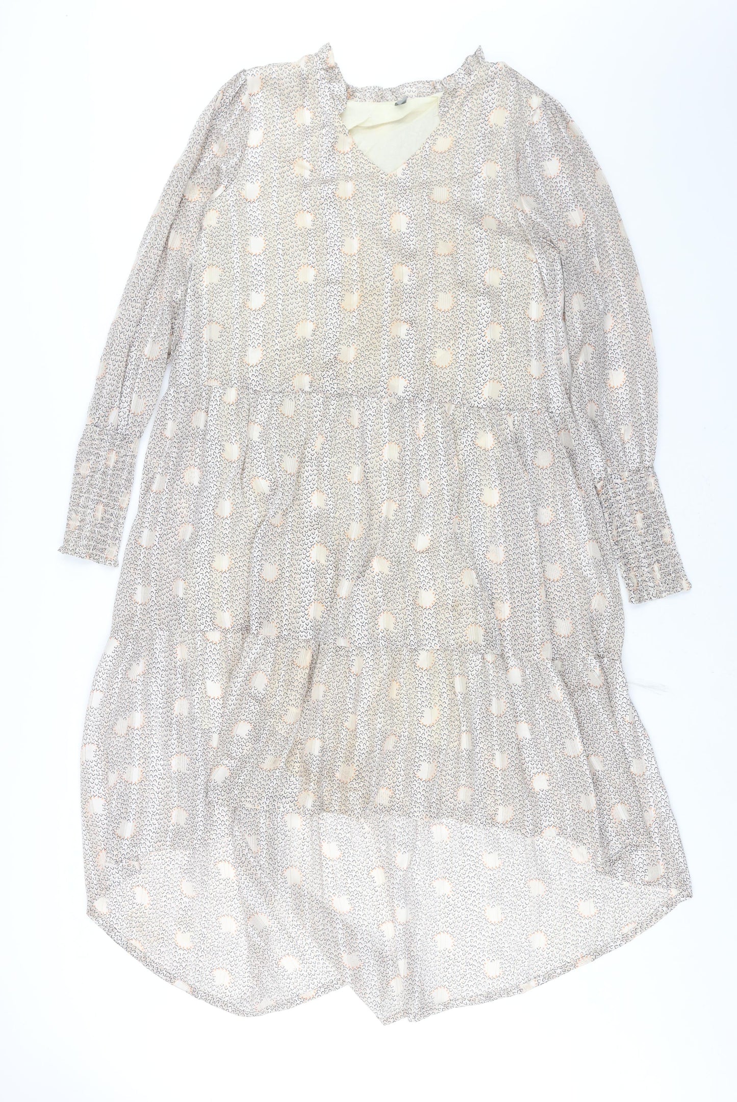 CULTURE Womens Beige Geometric Polyester Shift Size M V-Neck Pullover