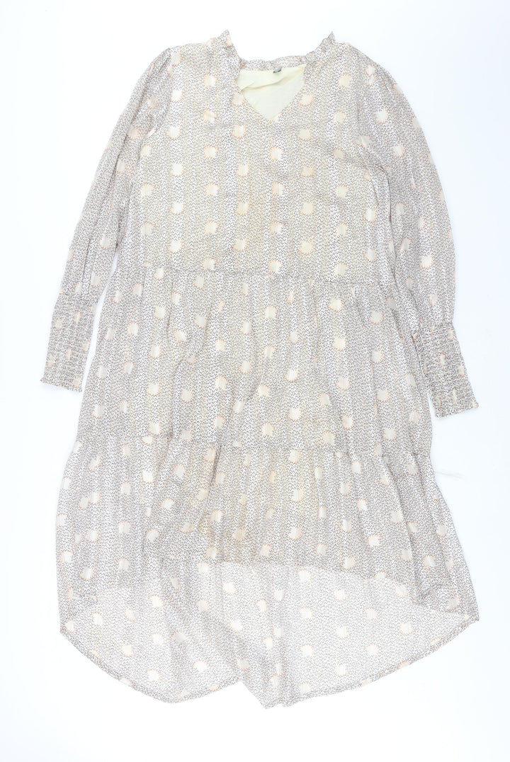 CULTURE Womens Beige Geometric Polyester Shift Size M V-Neck Pullover