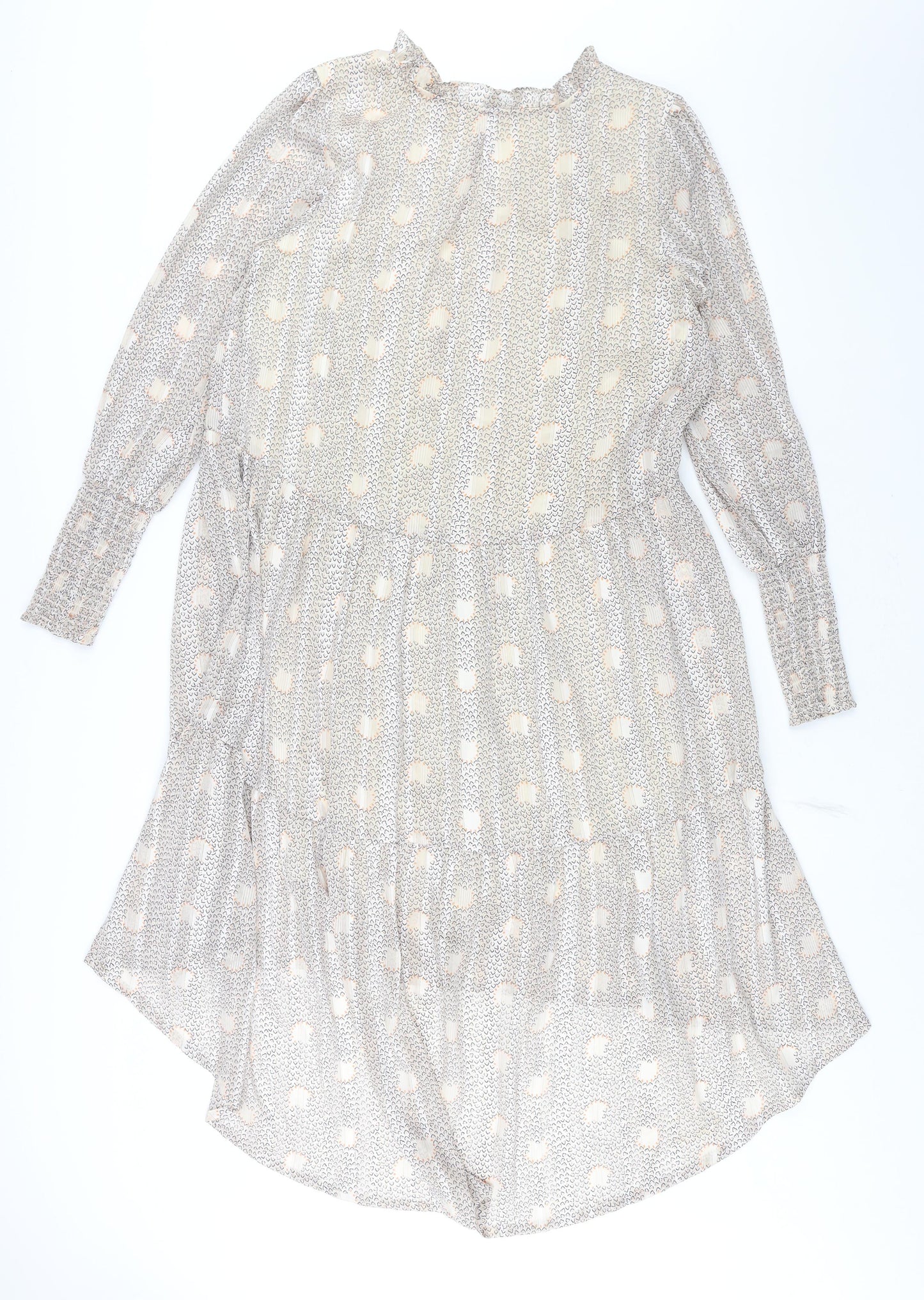 CULTURE Womens Beige Geometric Polyester Shift Size M V-Neck Pullover