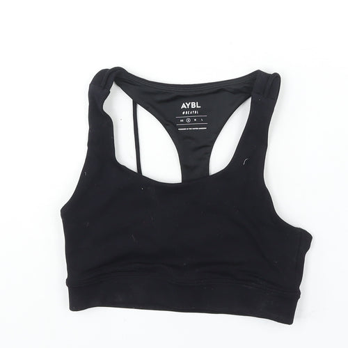 Aybl Womens Black Polyester Cropped Tank Size S Scoop Neck Pullover - Logo