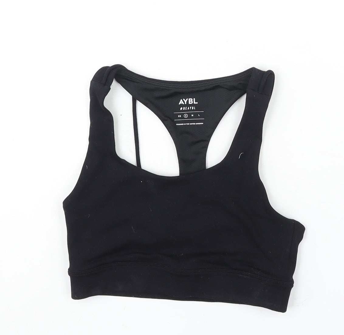 Aybl Womens Black Polyester Cropped Tank Size S Scoop Neck Pullover - Logo