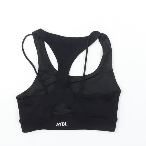 Aybl Womens Black Polyester Cropped Tank Size S Scoop Neck Pullover - Logo