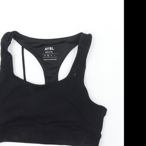 Aybl Womens Black Polyester Cropped Tank Size S Scoop Neck Pullover - Logo