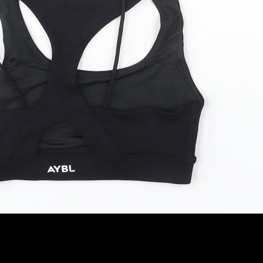 Aybl Womens Black Polyester Cropped Tank Size S Scoop Neck Pullover - Logo