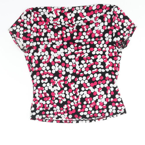 Precis Womens Multicoloured Geometric Polyester Basic Blouse Size XS Cowl Neck