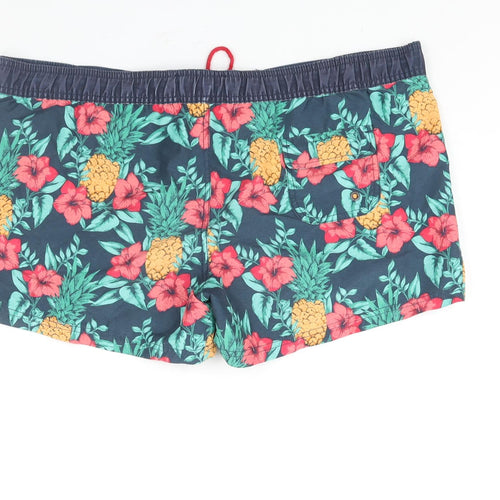 Fat Face Womens Blue Floral Polyester Basic Shorts Size 14 L3 in Regular Lace Up
