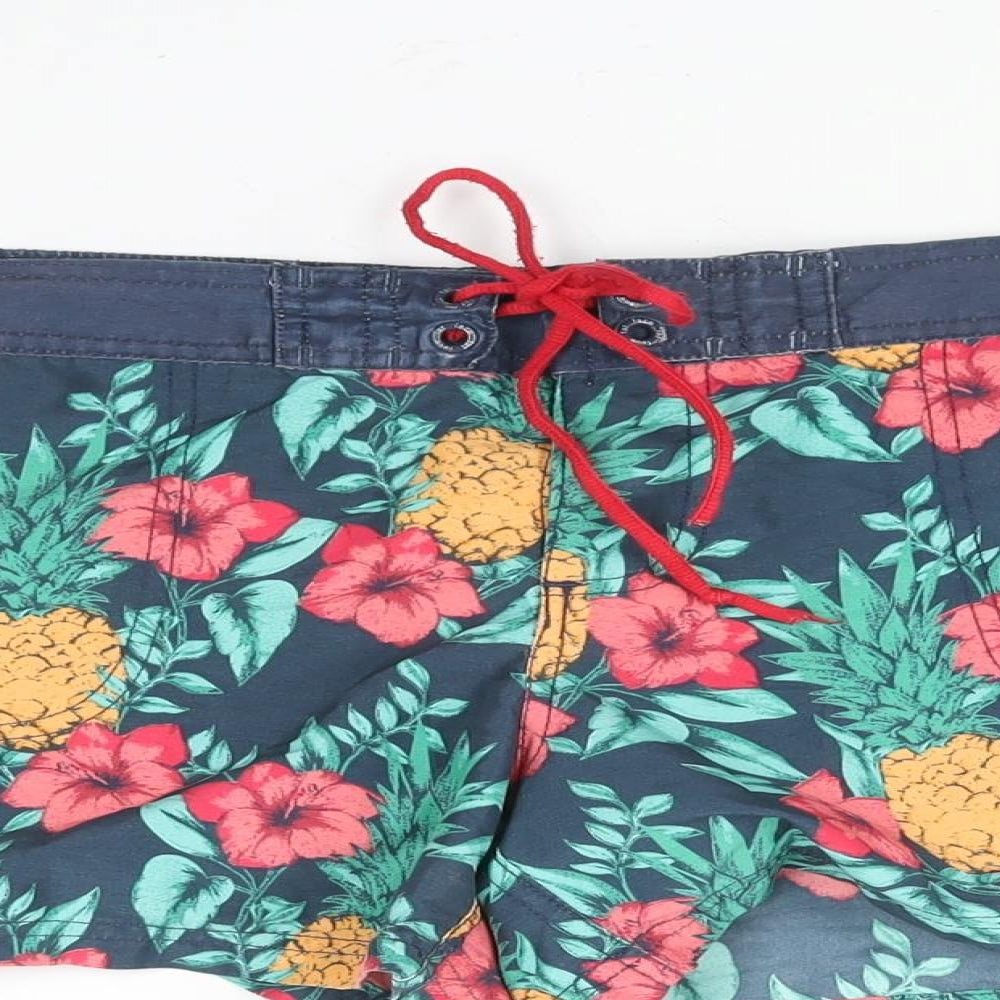 Fat Face Womens Blue Floral Polyester Basic Shorts Size 14 L3 in Regular Lace Up